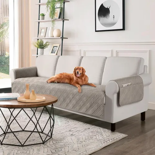 Miniatura 37 de TAOCOCO Fundas de sofá impermeables extragrandes para mascotas y perros con respaldo antideslizante, fundas para asientos de sofá con bolsillo