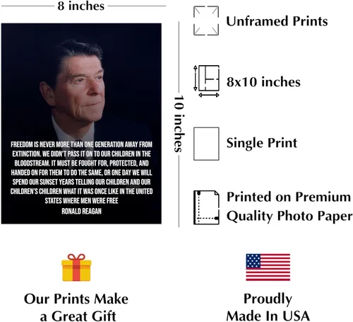 Miniatura 2 de REGALOS DE LUJO AMERICANO Arte de pared con cita patriótica – “La libertad está a una generación de distancia” – Cartel de retrato presidencial