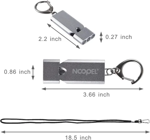 Miniatura 3 de Whistle Emergency Noopel - Silbatos de supervivencia de tres tubos, paquete de 2 con cordón y llavero para senderismo, camping, kayak, deportes