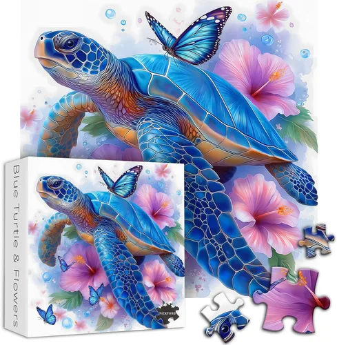 Miniatura 2 de Rompecabezas de Tortugas Marinas para Adultos 1000 Piezas, Rompecabezas de Arte Floral Animal de PICKFORU Naturaleza, Rompecabezas Únicos