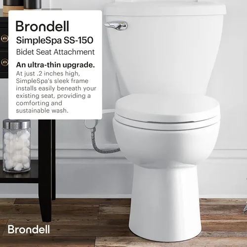 Miniatura 2 de Brondell Bidet - Thinline SimpleSpa SS-150 Rociador de agua fresca no eléctrico, accesorio de bidé para inodoro en blanco con boquilla de auto X