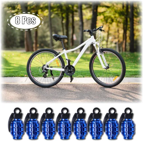 Miniatura 5 de 8 tapas de vástago de válvula de neumático, tapas de válvula de neumático de acero inoxidable para automóviles, camiones, SUV, motocicletas, Azul
