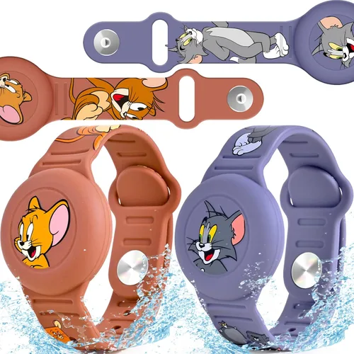 Miniatura 12 de Pulsera impermeable de Airtag para niños [Paquete de 2], lindo soporte de Air Tag con diseño oculto de dibujos animados para niños con cobertura