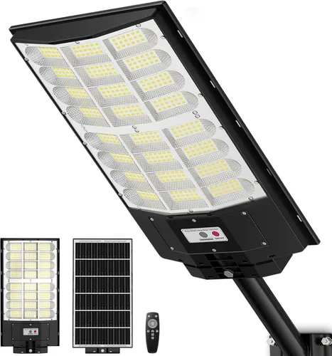 9800W Luz de calle solar, luces de calle solares para exteriores impermeables IP67, lámpara solar para exteriores con sensor de movimiento y del