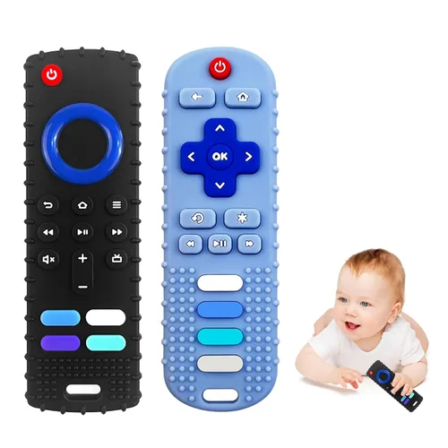 Miniatura 12 de Mordedores de silicona juguetes de dentición para bebés, mordedores con forma de control remoto de TV para bebés de 6-12-18 meses, mordedores