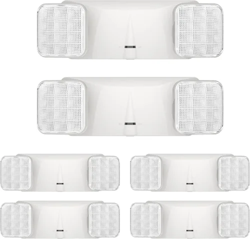 Miniatura 11 de SPECTSUN - Paquete de 2 luces LED de emergencia blancas, luz LED de emergencia de cabeza cuadrada ajustable con batería, luz de emergencia