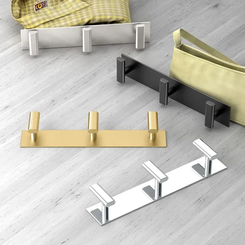 Miniatura 2 de Gatco 1287B Elevate - Gancho triple para bata de 3 ganchos, gancho montado en la pared para toallas y batas de baño, 11 pulgadas de ancho, latón