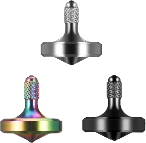 Miniatura 14 de Exquisita parte superior giratoria de metal, juguete para ansiedad de acero inoxidable muy bien mecanizado, equilibrio perfecto durante más de 9