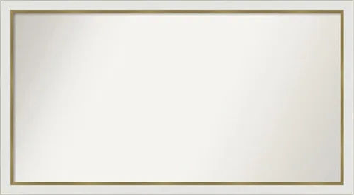 Miniatura 40 de Amanti Art Espejo de baño blanco para sobre el fregadero, 30 x 35 pulgadas, espejo de tocador rectangular estrecho de Eva de oro blanco, marco