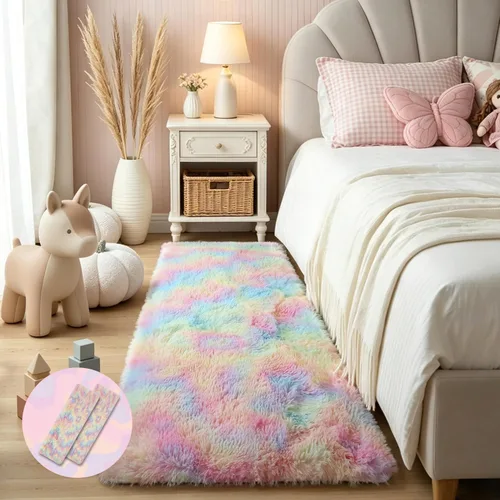 Miniatura 43 de KICHOWUA - Tapete grueso y esponjoso de 3 x 5 pies, color negro, ultrasuave, lavable, antideslizante, acogedor y peludo, para sala, dormitorio