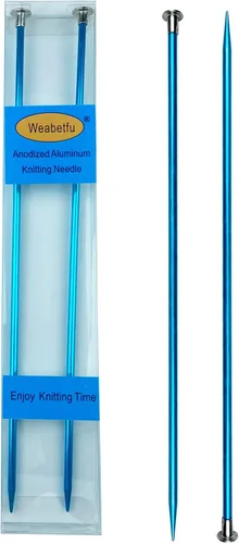 Weabetfu Aguja de tejer de metal de aluminio, de colores recta de una sola punta, longitud de 10 pulgadas para tejido hecho a mano DIY, talla US 4