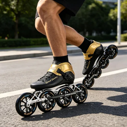 Miniatura 5 de Patines de velocidad en línea para adultos para hombres y mujeres, patines profesionales de fitness y carreras para adultos, patinaje de alto Negro