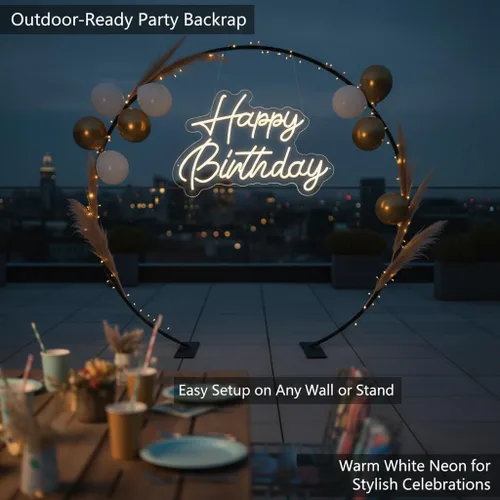 Miniatura 8 de Letrero de neón de feliz cumpleaños, 22 x 16.9 pulgadas, grande, blanco cálido, regulable, luz LED, telón de fondo de neón para decoración de pared