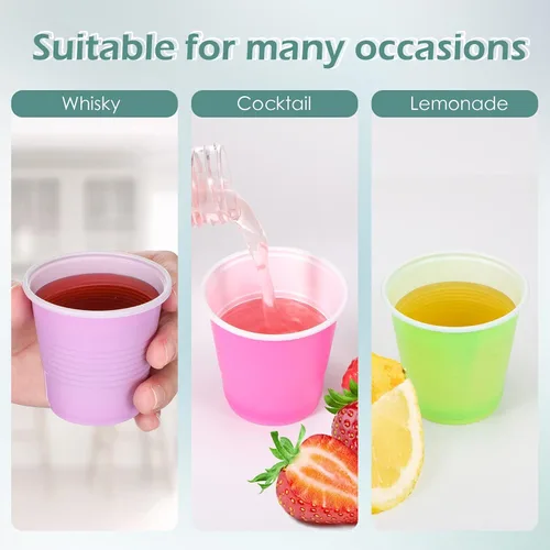 Miniatura 5 de Eaasty Paquete de 500 vasos de plástico de 3 onzas a granel desechables para baño, vasos de plástico coloridos, vasos de plástico para fiestas