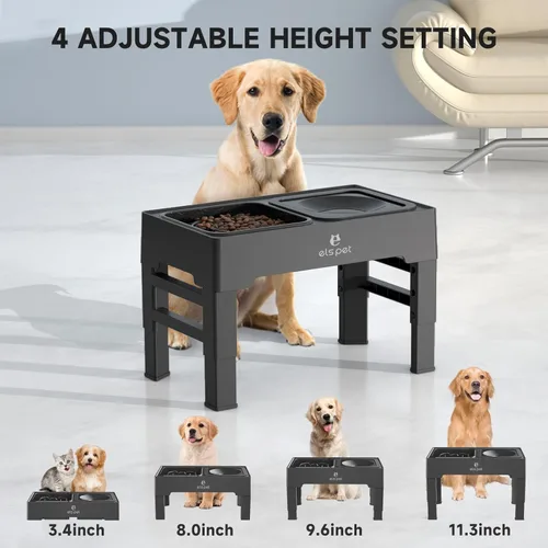 Miniatura 2 de ELS PET Cuencos elevados para perros, cuencos elevados ajustables para perros con cuenco de agua para perros que no se derraman y comedero