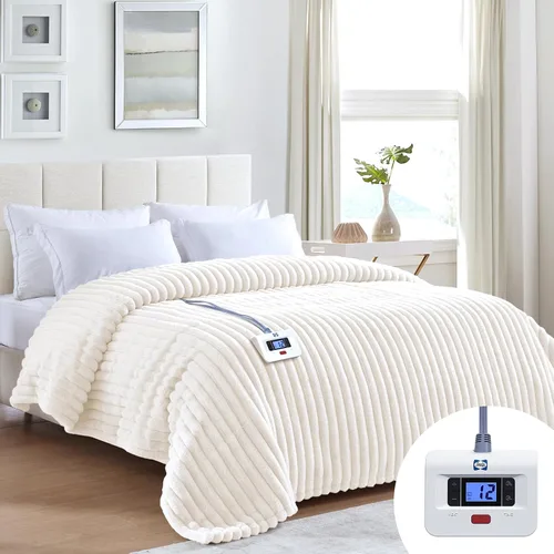 Miniatura 10 de Sealy - Manta eléctrica con calefacción tamaño 50"*60 pulgadas, súper acogedora de pelo sintético a Sherpa reversible con 6 niveles de calefacción