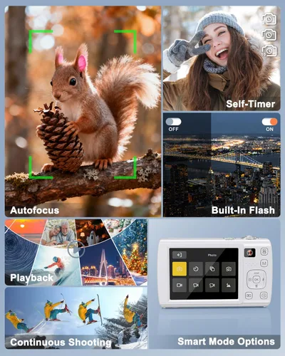 Miniatura 7 de Cámara digital 8K para fotografía, cámara de videoblogs WiFi de 88 megapíxeles para YouTube con lente frontal y trasera, enfoque automático, zoom