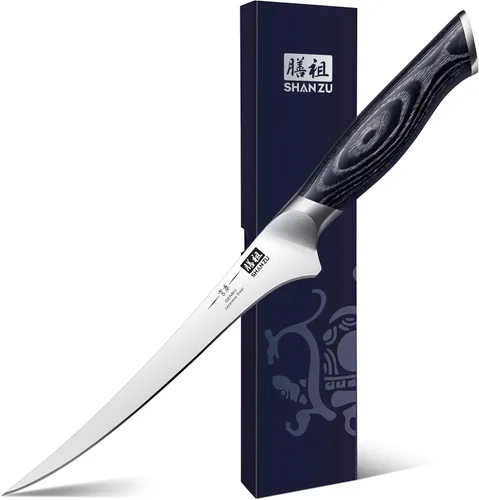 Miniatura 9 de SHAN ZU Cuchillo de Chef de 7 Pulgadas, Cuchillo Cortador de Carne Afilado Picador de Verduras Cuchillo de Cocina Profesional Japonés de Acero