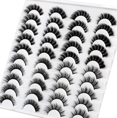 Miniatura 707 de Pooplunch - Pestañas postizas finas de visón sintético, estilo ojo de gato, naturales, cruzadas, tipo racimo, efecto 8D de volumen, tiras