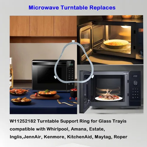 Miniatura 5 de 2 piezas W11252182 8206227 - Anillo de soporte para microondas Whirlpool, soporte de bandeja de vidrio compatible con horno Amana Kenmore reemplazo