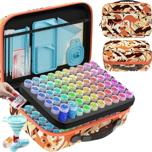 Miniatura 10 de ARTDOT Contenedor de almacenamiento de 30 ranuras para kits de arte de diamantes para adultos, cajas de almacenamiento portátiles de cuentas