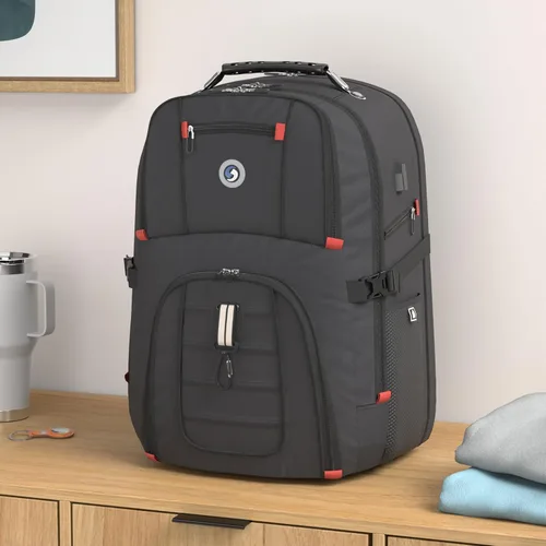 Miniatura 2 de SHRRADOO Mochila de viaje extra grande para laptop de 50L con puerto de carga USB, mochila de universidad y escuela secundaria aprobada por
