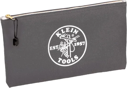 Miniatura 8 de Klein Tools 5141, bolsa de herramientas con cremallera, bolsa de lona para depósitos bancarios, bolsa utilitaria de lona, 12.5 x 7 pulgadas, Marrón