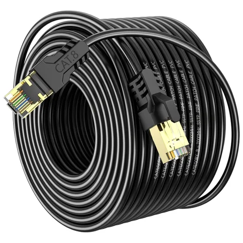 Miniatura 16 de Cable Ethernet Cat 8 de 3 pies, 6 pies, 10 pies, 20 pies, 40 pies, 50 pies, 100 pies, 150 pies, 40 pies, 40 Gbps, 2000 Mhz, 26 AWG, conector RJ45