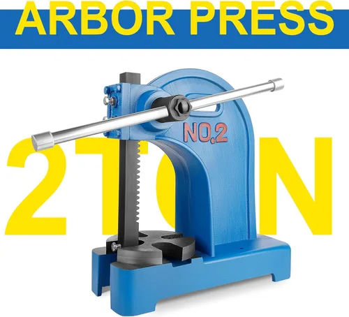 Miniatura 2 de Vohala Prensa manual de árbol de 2 toneladas, prensa de escritorio de hierro fundido, herramienta de prensa de eje de metal resistente, con altura