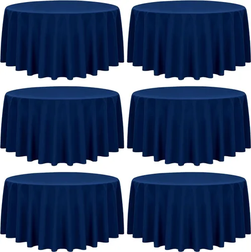 Miniatura 34 de YMHPRIDE Paquete de 6 manteles de poliéster color azul real, 60 x 102 pulgadas, rectangulares, resistentes a las arrugas, lavables a máquina