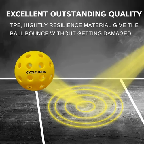 Miniatura 5 de cyclotron 6-Pack Premium Pickleball Balls - USAP Approved, 40 Holes Outdoor/Indoor Pickle Balls with Bag, Perfectly Balanced, High Bounce True