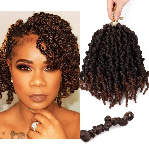 Miniatura 15 de Dorsanee Extensiones de cabello sintético corto estilo Bob Spring Twist de 6 pulgadas, 6 paquetes de extensiones de cabello sintético pretrenzado