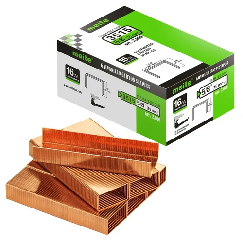 Miniatura 8 de meite 16GCS34 Calibre 16 1-3/8" Corona 3/4" Longitud Cobre Recubierto Cartón Cierre Grapas para Neumática y Manual 1600 PCS/Caja (1 Caja)
