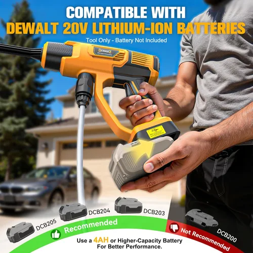 Miniatura 5 de DIYtoolifz Herramienta de limpieza compatible con batería DeWalt de 20 V, 2.2 libras, con manguera de 16.4 pies y boquilla 6 en 1 + accesorio