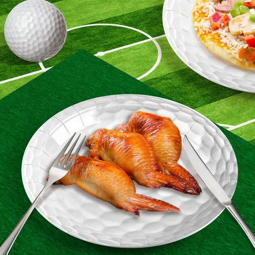 Miniatura 4 de Mototo Paquete de 120 platos de papel de pelota de golf, platos de papel de golf de 7 pulgadas y 9 pulgadas, vajilla desechable para cena de postre