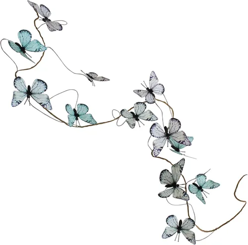 Miniatura 27 de Guirnalda de mariposa artificial, enredaderas decorativas de mariposa falsas, decoración colgante de mariposa única en 3D para pared del hogar, Azul