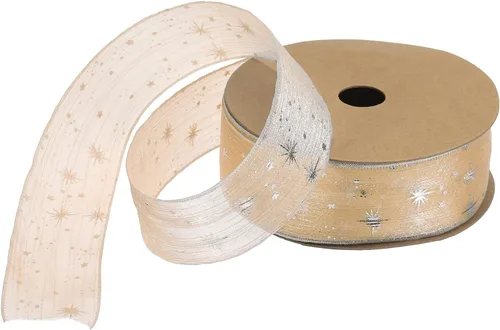 Miniatura 10 de MECCANIXITY Cinta transparente de organza de estrella de 1 pulgada y 20 yardas, cinta de hilo de nieve brillante negra para envolver regalos, caja