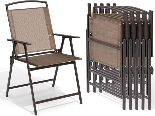 Miniatura 20 de Crestlive Products Juego de 4 sillas plegables para patio, paquete de 4, sillas de comedor al aire libre con reposabrazos para campamento, playa