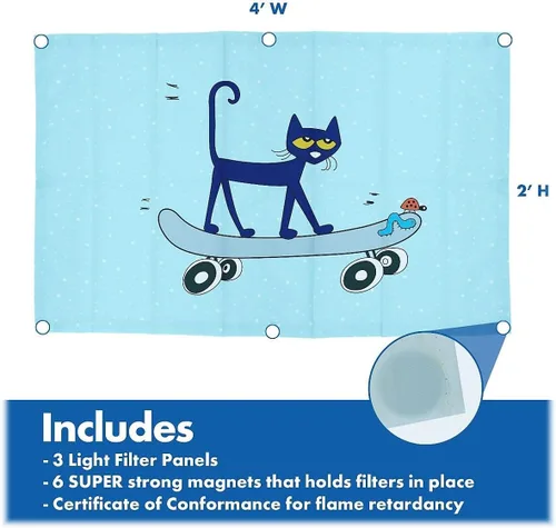 Miniatura 3 de Educational Insights Paquete de 3 cubiertas de luz fluorescente: tema de Pete el Gato, se adapta a la luz de techo para aula, oficina y hogar