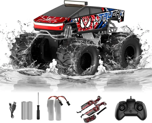 Miniatura 10 de Auto de control remoto anfibio, 1:18 impermeable Monster Truck Juguetes RC Cars, 2.4GHz RC Trucks 4WD todoterreno todo terreno, regalos