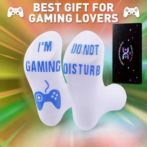 Miniatura 4 de QAPIZM Calcetines para juegos "No molestar, estoy jugando", ideas de regalo para hombres, día de San Valentín, niños, niños, calcetines
