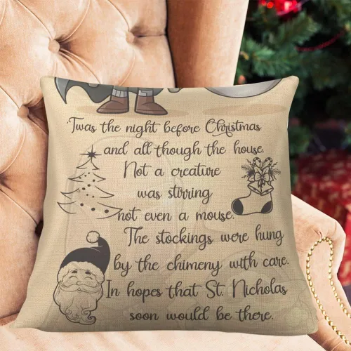 Miniatura 6 de Funda de cojín de Navidad, Twas The Night Before Christmas, Not A Creature Was Stirring, algodón lino 18 x 18 pulgadas, sin relleno de almohada
