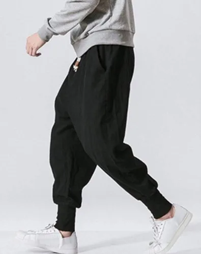 Miniatura 3 de LifeHe Pantalones harén holgados de lino para hombre