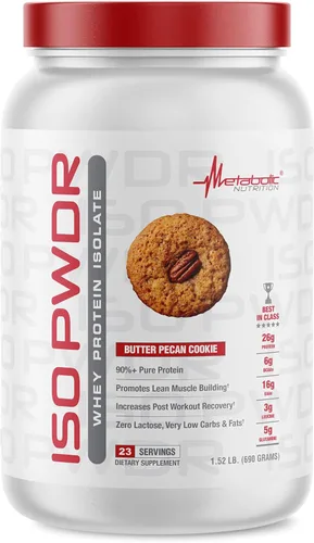 Miniatura 8 de Metabolic Nutrition Proteína de suero Isolate ISO PWDR Butter Pecan Cookie, 3.04 libras, 23 porciones, 0.86 oz de proteína, digestión rápida, cero