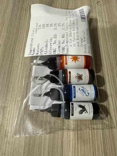 Miniatura 9 de Tinta de tatuaje temporal y plantillas para adultos, adolescentes y niños, kit de tatuaje temporal agradable a la piel, negro, rojo, marrón, verde
