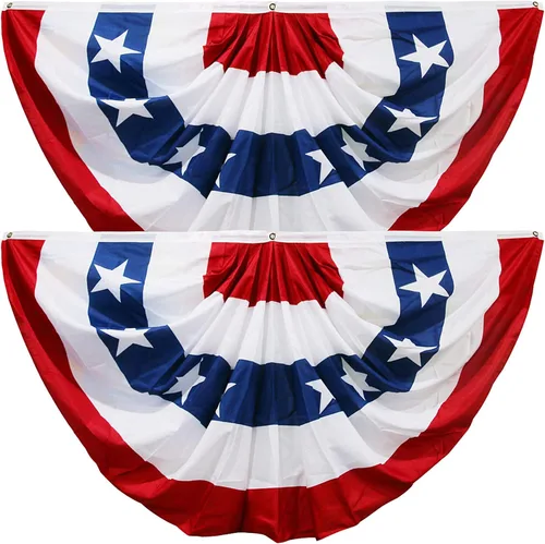 Miniatura 8 de HOOSUN Decoraciones del 4 de julio, banderines de bandera estadounidense para exteriores, decoraciones patrióticas del 4 de julio de 1.5 x 3 pies