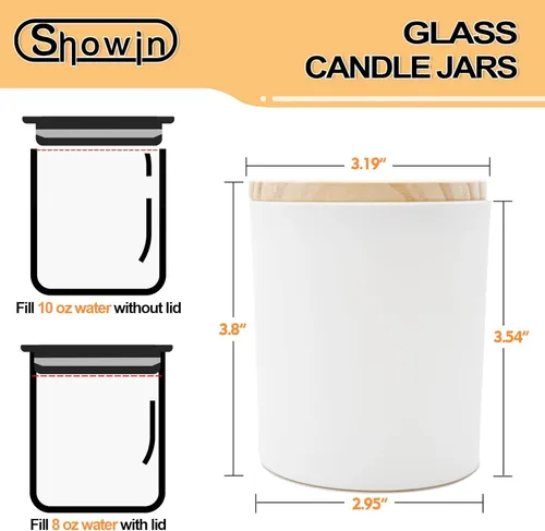 Miniatura 3 de SHOWIN Frascos de vela gruesos de 10 onzas para hacer velas 15 piezas, frascos vacíos con tapas de madera para hacer velas, contenedor de muestra
