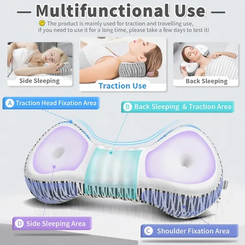 Miniatura 3 de Almohada de apoyo para el cuello, almohada cervical de espuma viscoelástica, dispositivo de tracción cervical, almohada cervical para dormir