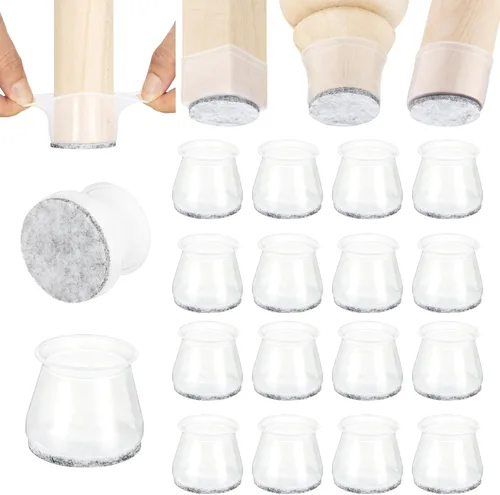 Miniatura 19 de Aneaseit Protectores de suelo para patas de silla, almohadillas de silicona con parte inferior de fieltro para suelos de madera dura y pies