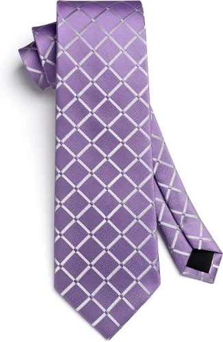 Miniatura 77 de HISDERN Conjunto de corbata a cuadros a cuadros pañuelo tejido clásico formal para hombre corbata y bolsillo cuadrado